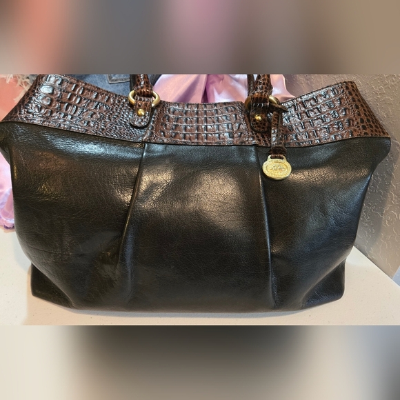 Authentic Brahmin Tuscan Large Italian Two-Tone Leather Handbag w/ Dust Bag - Picture 1 of 5